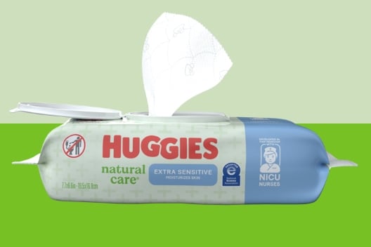 An open pack full of Huggies Natural Care Extra Sensitive Wipes